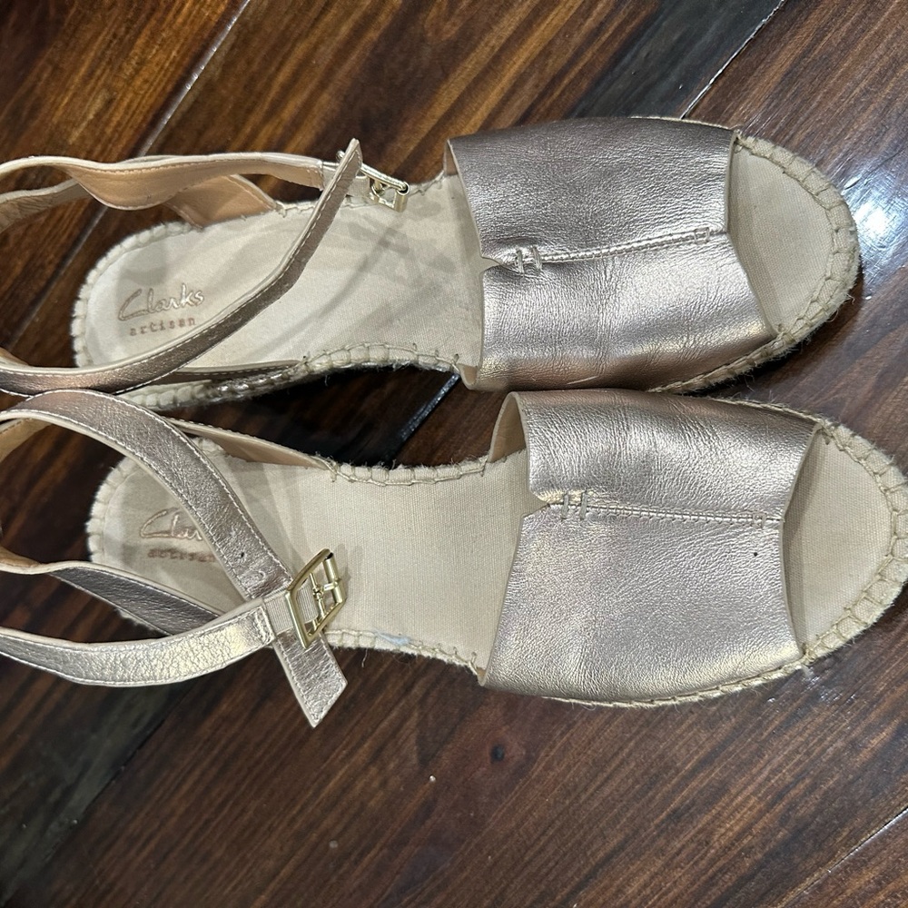 Clarks Bronze Leather Sandals